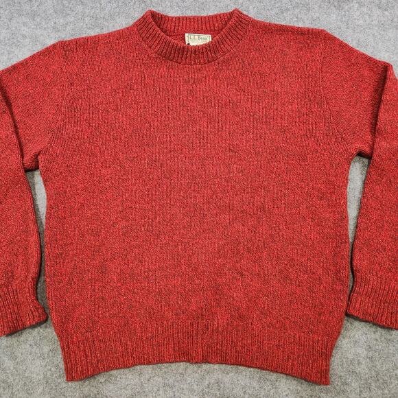 Vintage LL Bean Sweater Mens Large Red Wool Blend Knit Crewneck Pullover USA 90s - Picture 4 of 12
